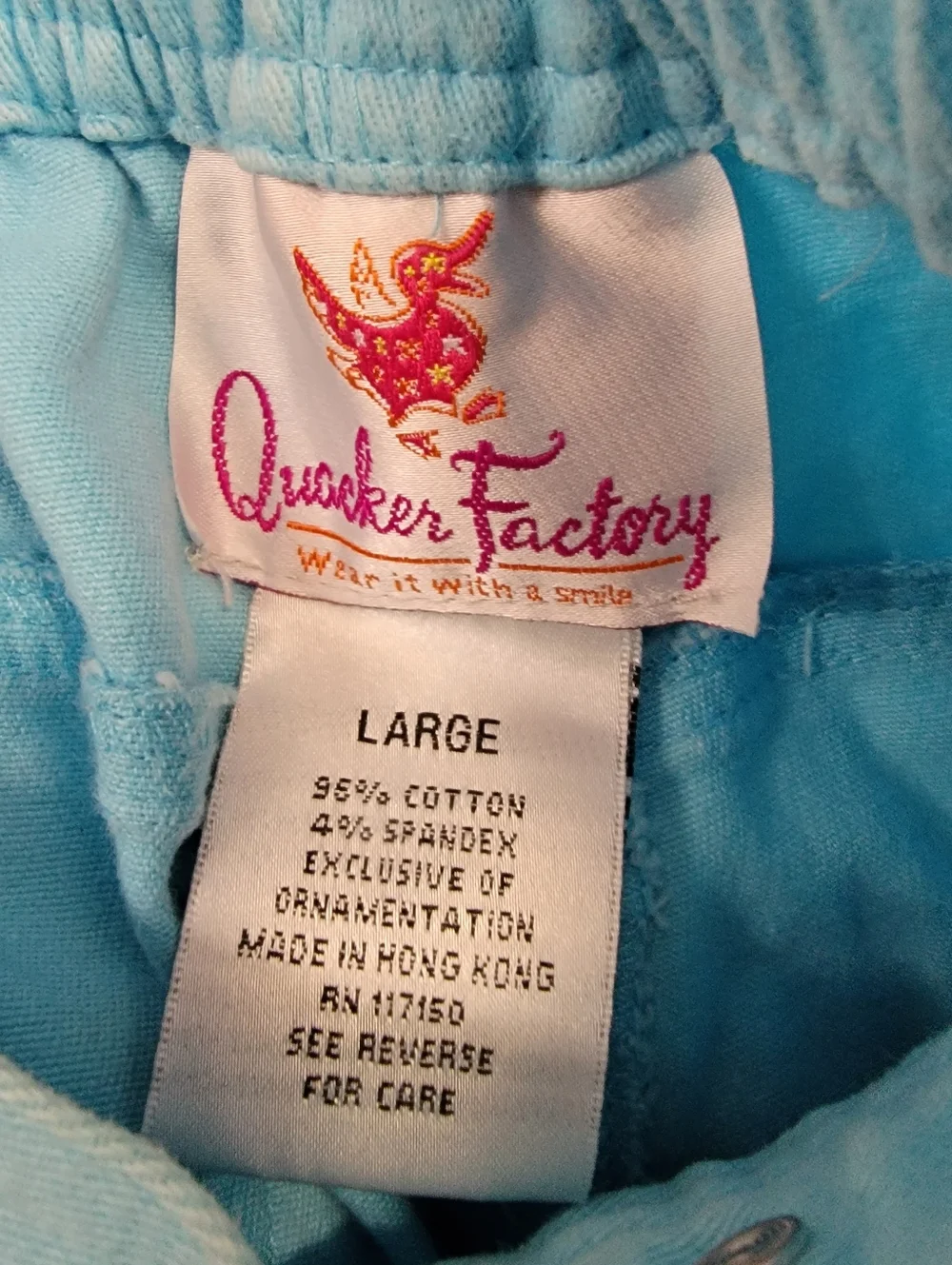 Quacker Factory Size Large Light Blue Casual Pull-On Capris - Picture 3 of 7
